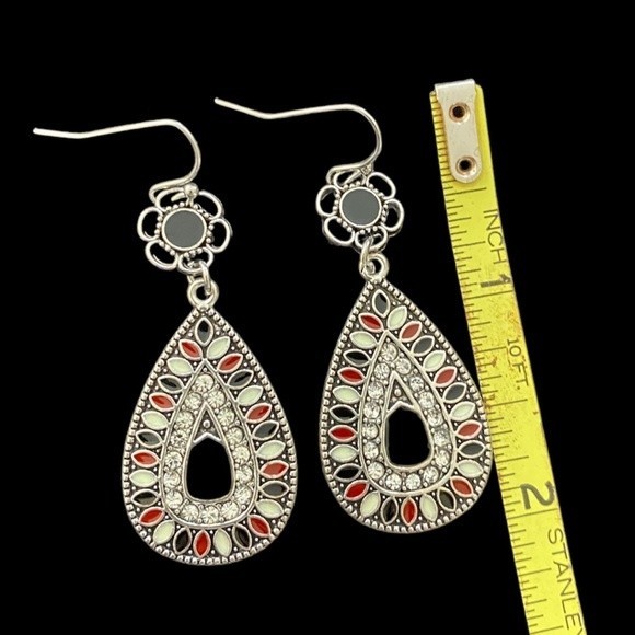 Boho Blackjack Large rhinestone teardrop earrings - Picture 5 of 6